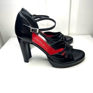 Bebe Y2K Strappy Leather Open toe Heels size 6